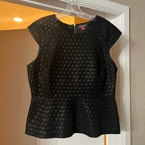 Vince Camuto black peplum shell zipper detail size 12